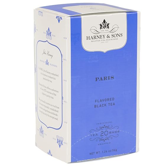 Harney & Sons Paris Black Tea Bags, 20 Count, Fruity Bergamot Blend