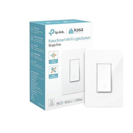 Kasa Smart Light Switch, Single Pole, Need Neutral Wire, HS200 | 2.4GHz Wi-Fi, Works with Alexa & Google Home, UL Certified, No Hub Required, White