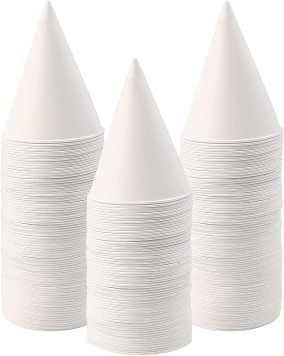 6 oz Snow Cone Cups, 100pc White Paper Cone Cups