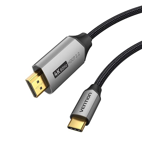 VENTION USB C to HDMI Cable 3FT (4K@60Hz, 2K@120Hz, 1080P@144Hz), Thunderbolt to HDMI Type C to HDMI Cable [Thunderbolt 3 Compatible] for iPhone15 Pro/Max, iPad, MacBook, Galaxy S23/S22, Surface