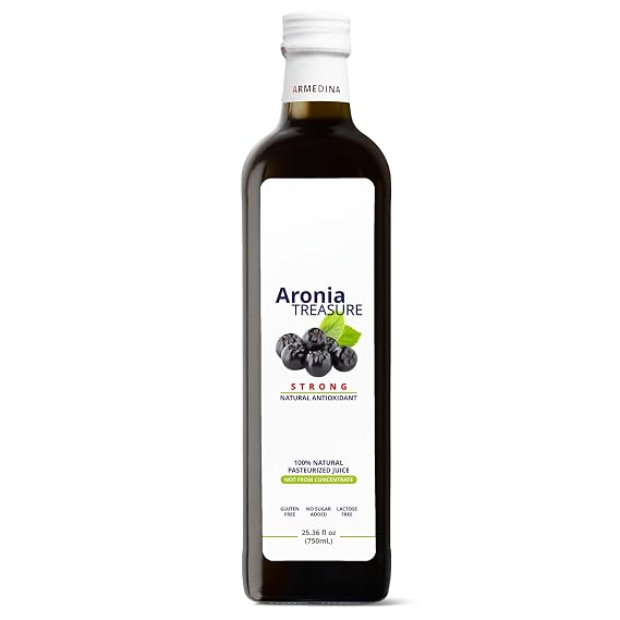 [Aronia Treasure] 100% Aronia Berry Juice: Rich in Antioxidants, Gluten-Free, Vegan, Not From Concentrate, made from Premium Aronia Berries
