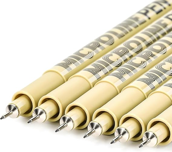 Fineliner Drawing Art Pen Writing Pens Inking Markers Liner Smooth Micro Line Tip Fine Line Ink Set Study Supplies, 6pcs Black Pens
