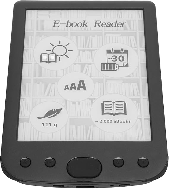 Lightweight 6 inch E Reader with Clear HD E Ink Display 8GB Storage 2500mAh Battery for PDF TXT DOC FB2 EPUB Reading with Extended Comfort
