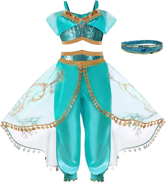 Belle & Moana Princess Costumes for Girls Princesses Fancy Dress Up for Girl Parties, Birthdays, Cosplay, Halloween