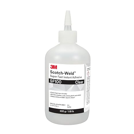 3M Scotch-Weld Super Fast Instant Adhesive SF100, Clear, 500 Gram Bottle