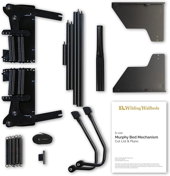 Wilding Wallbeds Murphy Bed Mechanism Spring Lift Kit Universal Size Fits King, Queen, Full, Twin Heavy Duty Vertical Wall Mount DIY Wall Bed Frame Hardware for Folding Cabinets