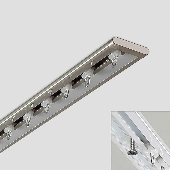 Curtain Rail Set Curtain Track Ceiling Curtain Track Aluminium Ceiling Track for Curtains Room Divider Curtain Rods Curtain Rail Set for Curtains Drapes and Room Dividers(Gold,1.5m(4.9ft))
