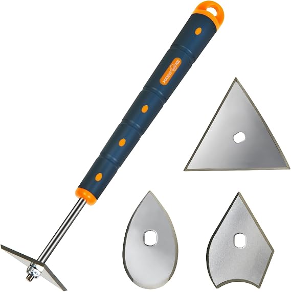 MANUFORE 13-Inch Contour Paint Scraper with 3pcs Different Shapes Blade
