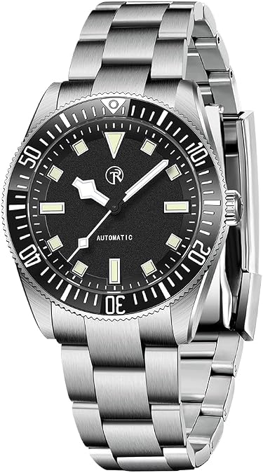HaiQin Rollstimi 7910 Men's NH35 Automatic Watches Self Winding Stainless Steel Watch for Men 100M Waterproof Ceramic Bezel Screwed Crown Fashion Casual Wristwatch