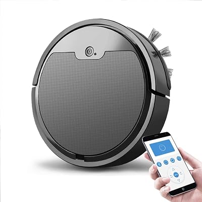 Robot Vacuum Cleaner, 3-in-1 Vacuuming Sweeping and Mopping, App Controls, 1800Pa Strong Suction, Works on Marble, Ceramic Tiles, Wood Floors, Thin Carpets,Black