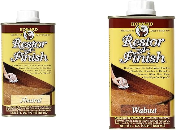 Howard Neutral Restor-A-Finish 8 oz & Walnut Restor-A-Finish Furniture Repair Kit, 8 Fluid Ounces Each