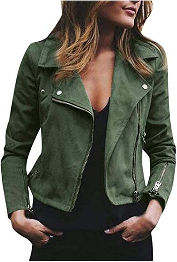 YMADREIG Womens Short Leather Jacket Zip Up Faux Suede Biker Motorcycle Jackets 2025 Fashion Fall Going Out Outfits Y2k Tops