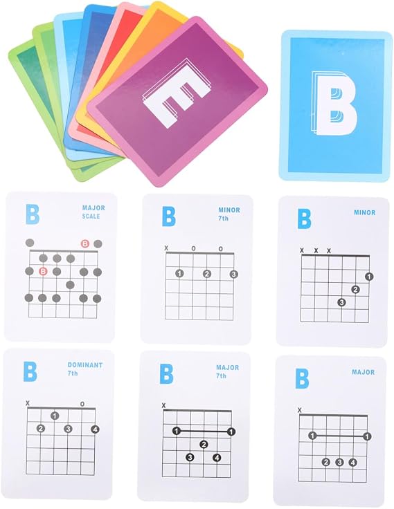 UTHCLO 49pcs Guitar Chord Practice Charts for Beginners and Kids, Easy to Read Coated Paper, Fixable on Wall Or Music Stand, Acoustic and Electric Guitar Learning Guide