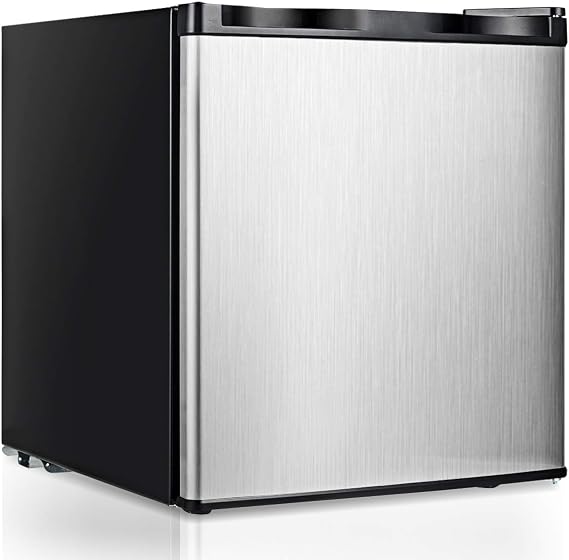 COSTWAY Compact Upright Freezer Countertop, 1.1 cu. ft. Mini Size with Reversible Stainless Steel Door and Adjustable Removable Shelves, Single Door Vertical Freezer for Home, Dorm, Office