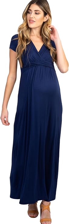 PinkBlush Olive Draped Maternity/Nursing Maxi Dress