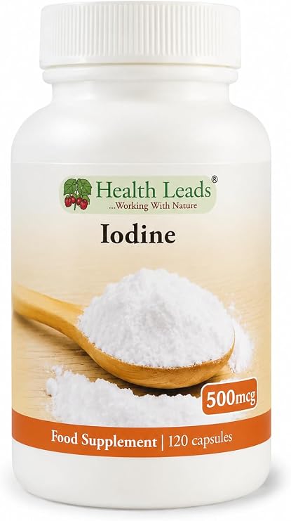 Iodine 500mcg | Potassium Iodide | 120 Vegan Capsules | Health Leads