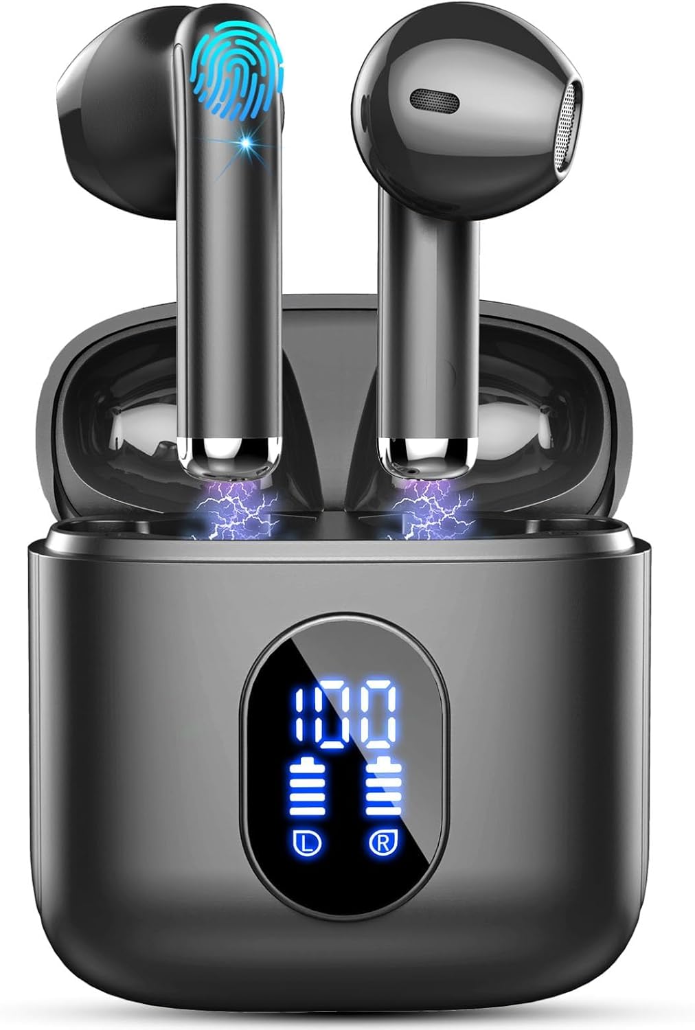 Wireless Earbuds, Bluetooth 5.4 Headphones New Mini Wireless Headphones with Deep Bass, 2026 Bluetooth Earphones in Ear 4 ENC Mic, Noise Cancelling Ear buds 30H Bluetooth Earbud Dual LED Display USB-C