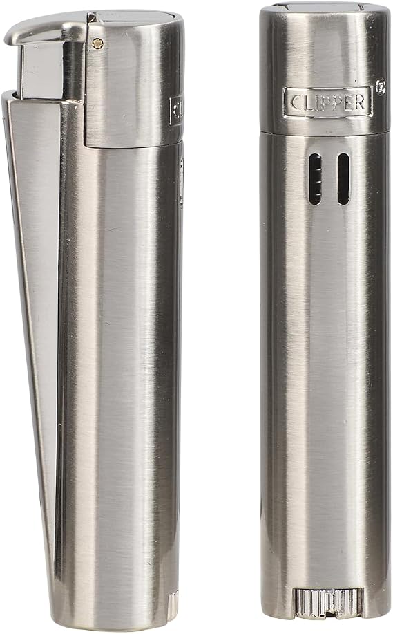 Clipper Silver Metal Jet Flame Lighter Refillable Butane Torch Lighter Adjustable Wind Resistant Single Jet Flame Durable Metal Pocket Lighter