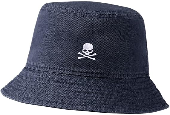 Bucket Hat for Men Women Pirate Skull & Crossbones Bones Embroidered Washed Cotton Unisex Bucket Hats
