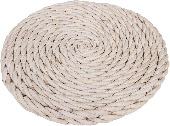 Hand Woven Tatami Floor Cushion - 40cm 15.7in Straw Round Meditation Yoga Seat Pillow for Living Room and Bedroom Decor & Zen Yoga