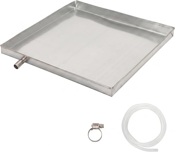 Drain Pan, Square Galvanized Iron Ac Drain Pan - Condensate With 2m Hose & Clamp For 1-5p Air Conditioner Units