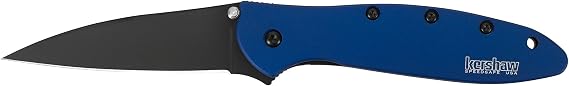 Kershaw New Leek Knife Black Blade w/Navy Blue Handle Manual Opening 1660NBBLK