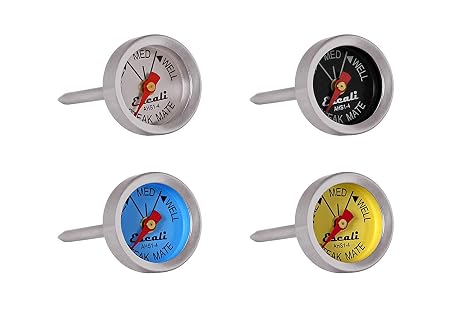 Escali AHS1-4 Easy Read Mini Steak Thermometer Set, Dial Reads Rare, Medium & Well, Dishwasher Safe, Silver