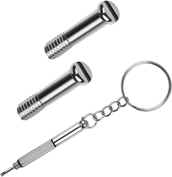 2 Pcs Sliver Screws & Multifunctional Screwdriver Set for Ray-Ban RB2140-50mm/RB4340/RB4168/RB2168/RB4195/RB4152 Sunglasses