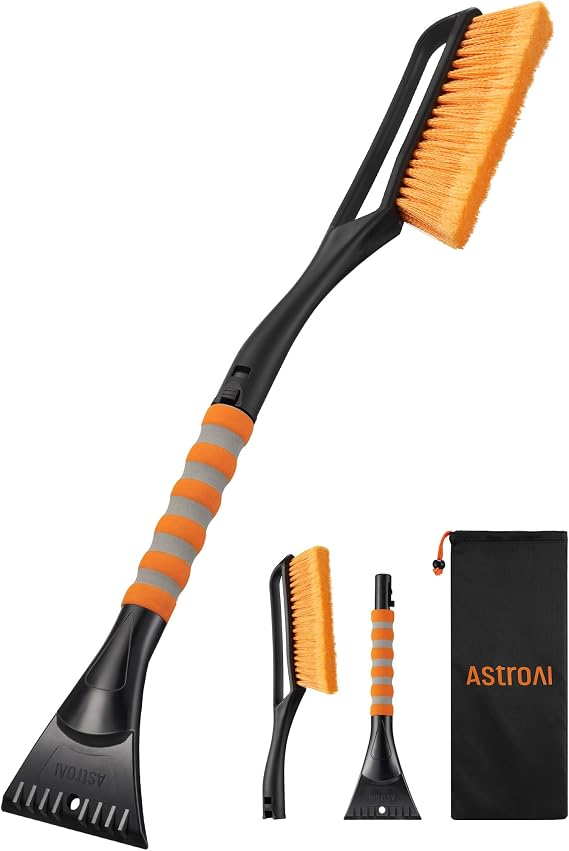 AstroAI 27" 2-in-1 Detachable Snow Brush & Ice Scrapers for Car Windshield