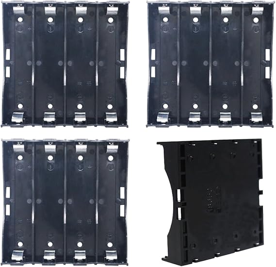 18650 Battery Holder,4pcs 4 Slots X 3.7V 18650 Battery Storage Box Plastic DIY Battery Storage Box with Pin for DIY Parallel or Series Circuit PCB Projects
