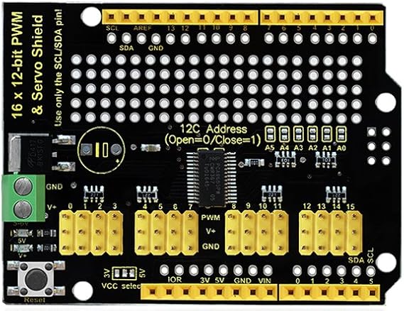 KEYESTUDIO 16-Channel 12-bit Servo Motor Driver Board I2C Interface for Arduino R3 Controller