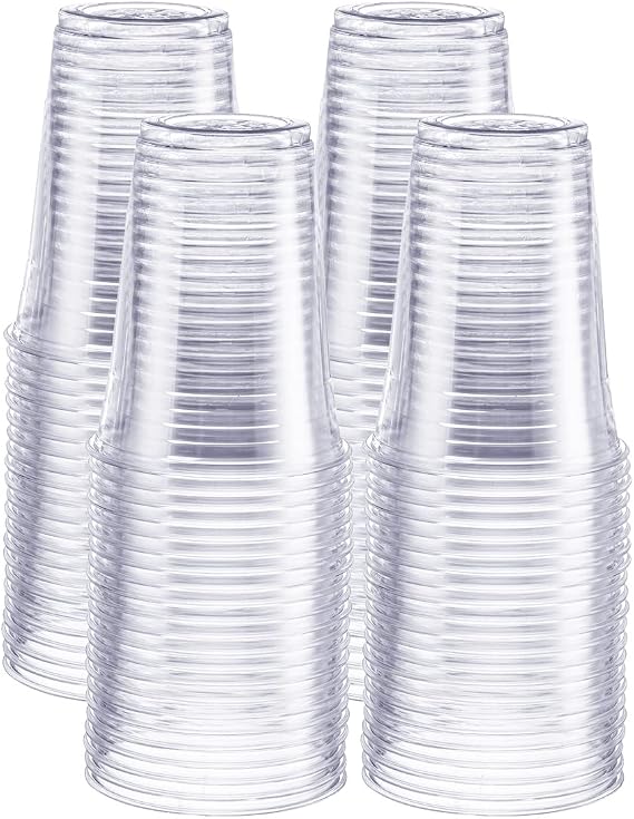 GUSTO 16 oz Clear Plastic Cups [100 Pack] PET Party Cold Cups | Durable, Crack-Resistant, Elegant Crystal Clear Design, BPA-Free, Smoothies, Iced Coffee, Soda, Cocktails & Juice