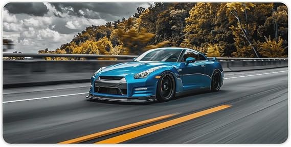 FoRes Large Gaming Mouse Pads Blue Sport JDM Car R35 Speed Non-Slip Rubber Base Desk Mat Laptop Computer Accessories Supplies Writing Pad for Office Home 30x60cm