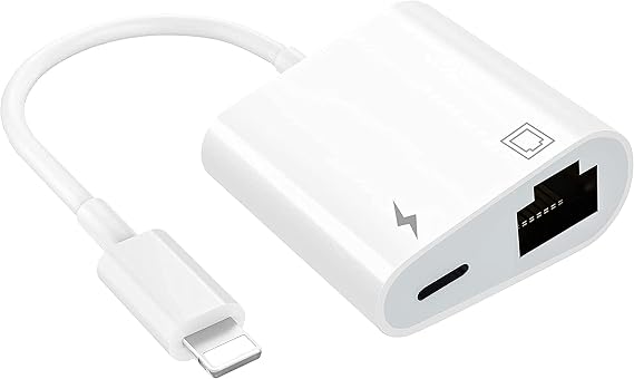 TOP-UP 2 in 1 Lightning to Ethernet Adapter - Lightning to RJ45 Ethernet LAN Network Adapter with Charge Port, Compatible with iPhone/iPad/iPod, Plug and Play, Supports 100Mbps Network