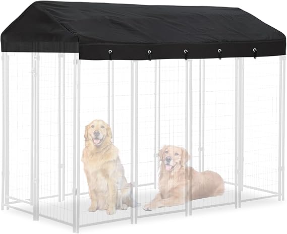 Outdoor Dog Kennel Replacement Top Covers Windproof Anti-UV 8'Dx4'Wx1.4'H.Waterproof Dog Kennel Top Cover for Multiple Brands of Dog Kennels,Cover Only(Black)