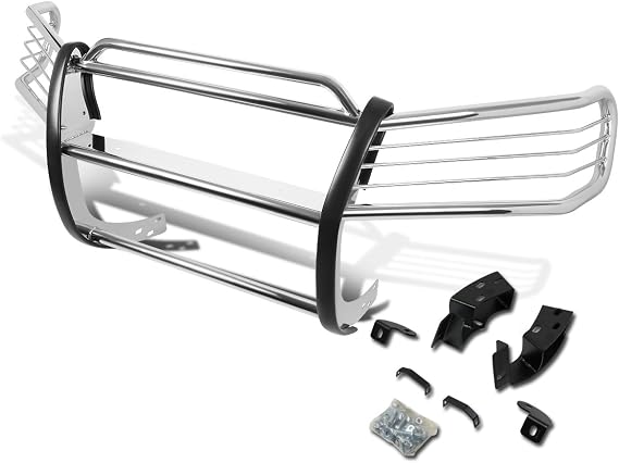 Auto Dynasty Compatible with Highlander XU20 Front Bumper Protector Brush Grille Guard (Chrome)