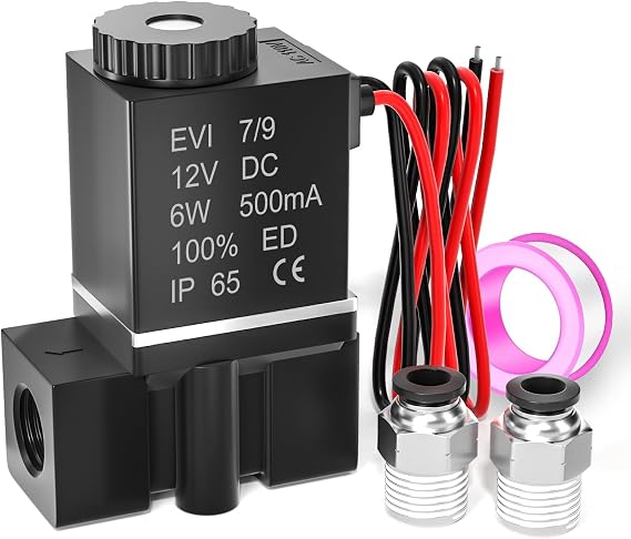 TAILONZ PNEUMATIC 1/4 Inch NPT 12V Direct-Acting Type 2 Way 2 Positions Normally Closed Electric Solenoid Air Valve 2P025-08