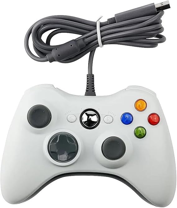 PC Controller Xb&ox 360 Wired Game Controller Compatible with Motion Control USB Wired Jo&y-Co&n Gamepad, Mi&cr&o&os&-oft X&box 360, PC Windows 7, 8, 10 Compatible, White with Dual Vibration Turbo