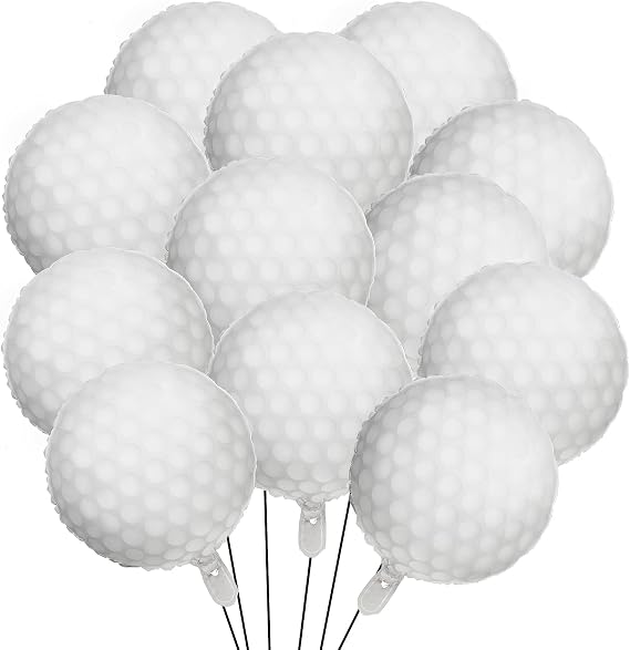 Sosation Golf Ball Balloons Decoration Golf Themed Balloons Ball Sports Round Aluminum Foil Decoration for Theme Birthday Party (12 Pieces)