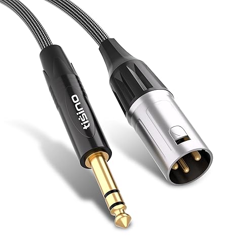 Tisino Male XLR to 1/4" TRS Balanced Microphone Cable, Nylon-Braid, 3.3FT