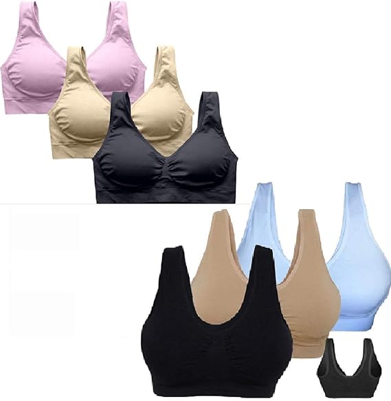 Super Comfy Classic, Seamless Bra,Every Day Wireless Fitness Support Bras 3 Value Pack