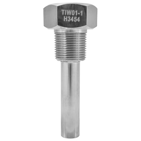 Winters TIW Series Stainless Steel 304 Industrial 9IT Thermowell, 3-1/2" Stem, 3/4" NPT Connection, 2-1/2" Insertion Length