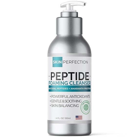 Foaming Facial Cleanser Peptide Face Wash, Gentle for All Skin Types 4 oz | Skin Perfection, EWG Verified, Fragrance-Free, Sulfate-Free, Paraben-Free; Amaranth Amino Acids; for Sensitive Skin, Women