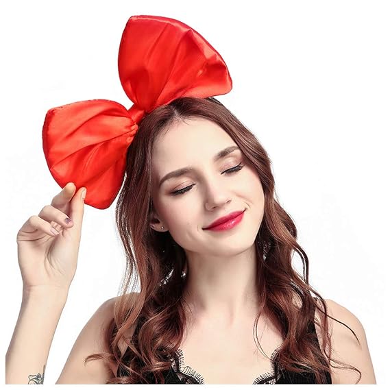 Halloween Huge Bow Headband Big Bowknot Hair Hoops Bands Headpiece Women Bow Hairband Christmas Xmas Holiday Festival Parade Masquerade Cosplay Dress Up Wedding Birthday Party Accessories Red