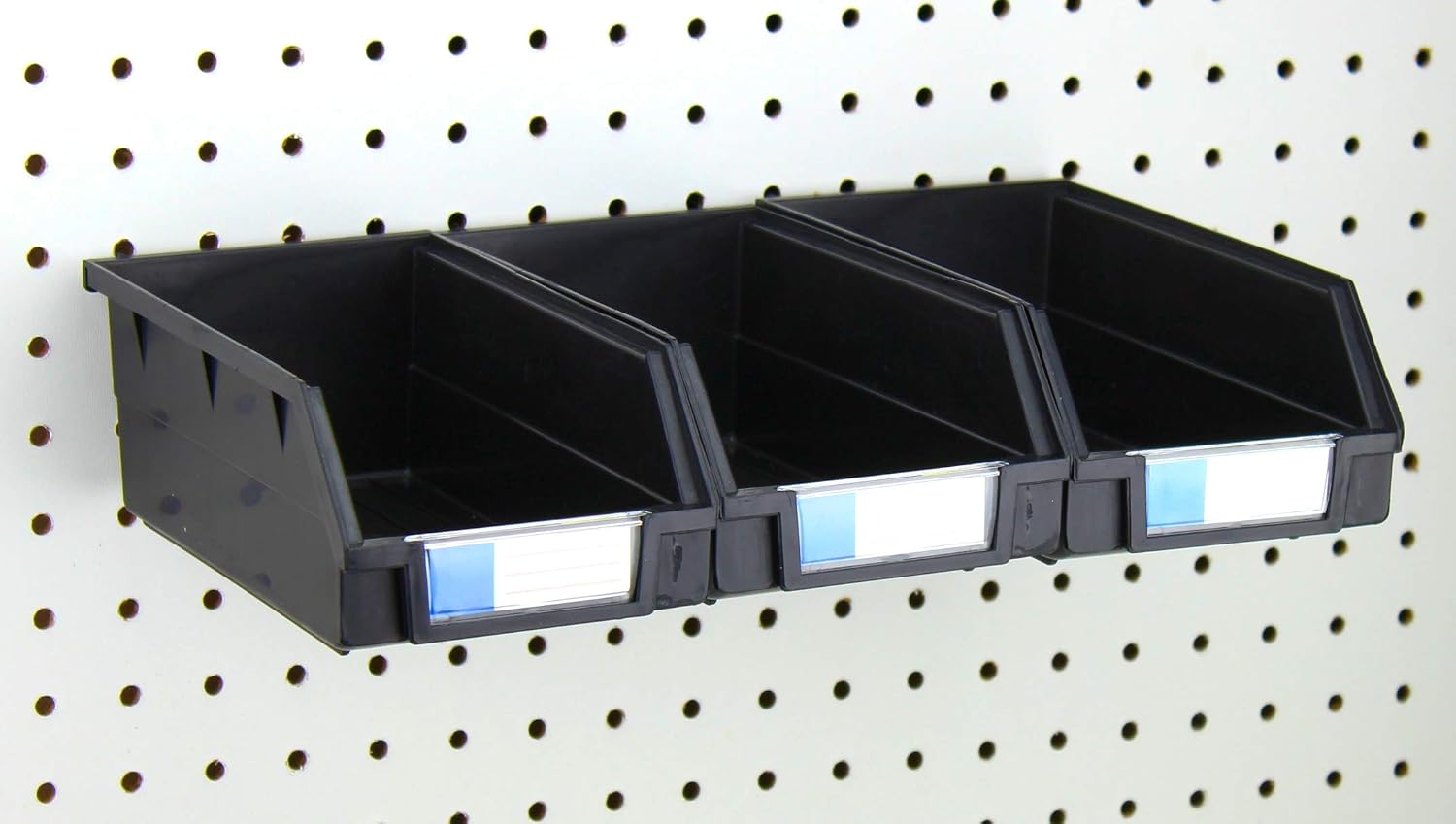 Pegboard Bins – 3 Pack Black Extra Large - Hooks to Any Peg Board - Organize Hardware, Accessories, Attachments, Workbench, Garage Storage, Craft Room, Tool Shed, Hobby Supplies, Parts