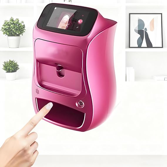 Professional Nail Art Printer Machine, 3D Nail Painting Machinee Kit 3000+ Designs, Automatic Wireless Nail Machine Nail Printer with UV Curing&Touchscreen, Ai Recognition Nail Purple