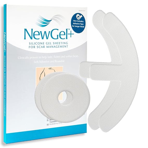NewGel+ Medical-Grade Silicone Breast Kit Scar Sheets, 4-Count by MyNewGel | For post-breast surgery scar care, clinical-grade ultra-thick silicone shapes, 2 anchors & 2 areolas, reusable, made in USA