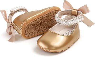Baby Girls Mary Jane Flats Wedding Uniform Dress Shoes Soft Anti-Slip Sole Infant Newborn Crib First Walkers Prewalker Shoe