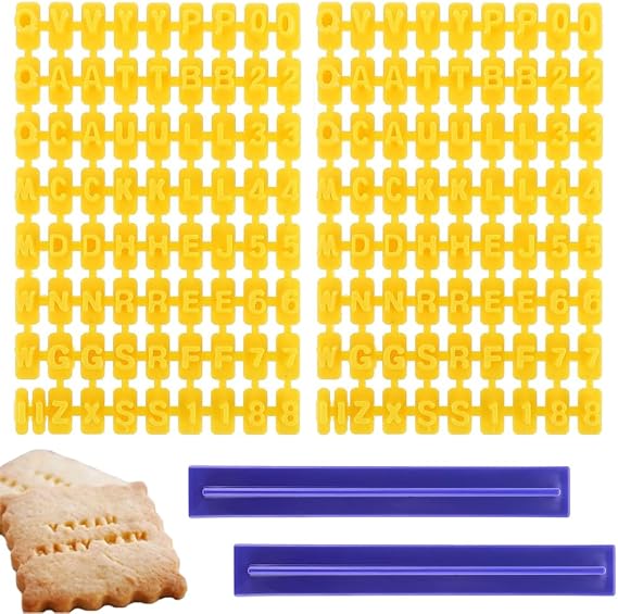 144 Pcs Cookie Stamps Set, Fondant Letter & Number Moulds Cake Mold Cutter Baking Tool Alphabet & Number Cookie Press Stamps Stamp Alphabet Embosser for Baking, Clay, and Pastries