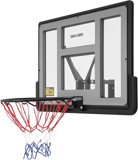 Basketball Backboard & Rim Combo, Indoor Outdoor Wall Mount Basketball Rack & Mounting Bracket Hoop with Adjustable Goal PET Backboard, Basket Ball Hoop for School Gyms